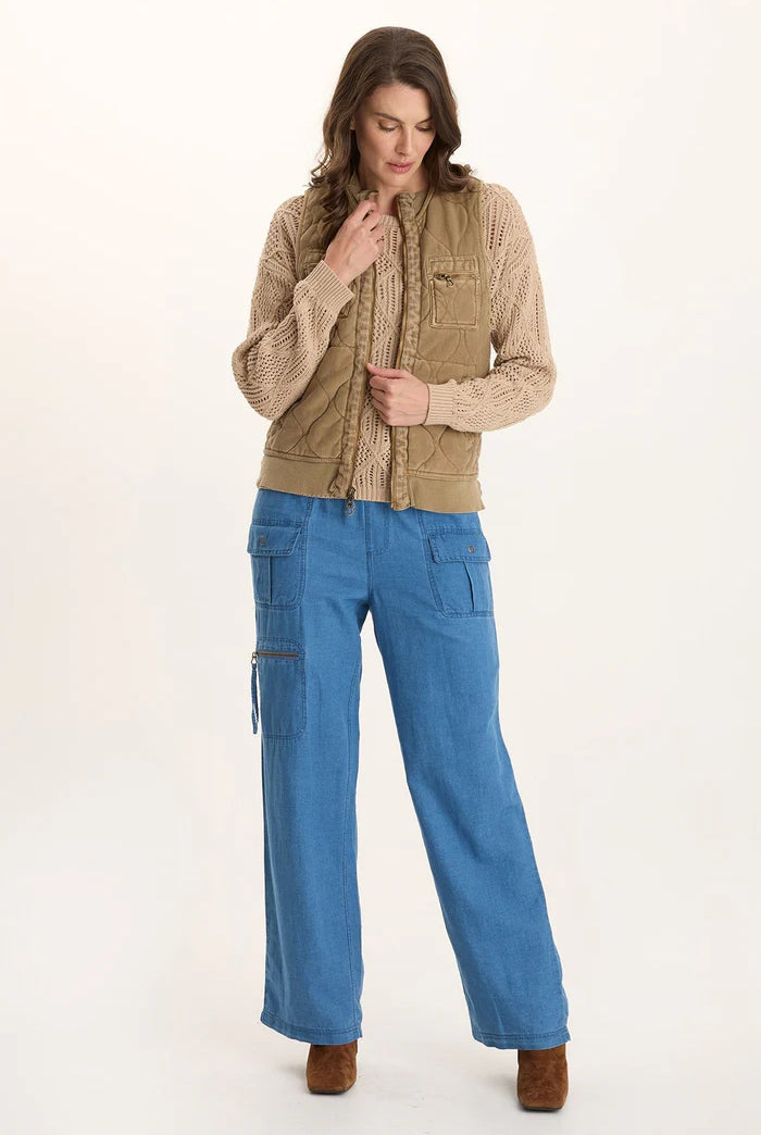 Aeric Quilted Vest - Plateau Pigment by XCVI — view 4