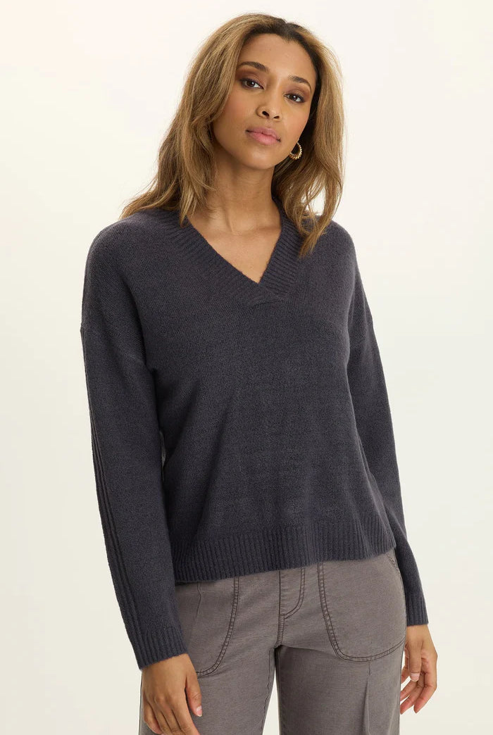 Ambrose Relaxed V-Neck Sweater - Quixotic Plum by XCVI | 25 South Boutiques