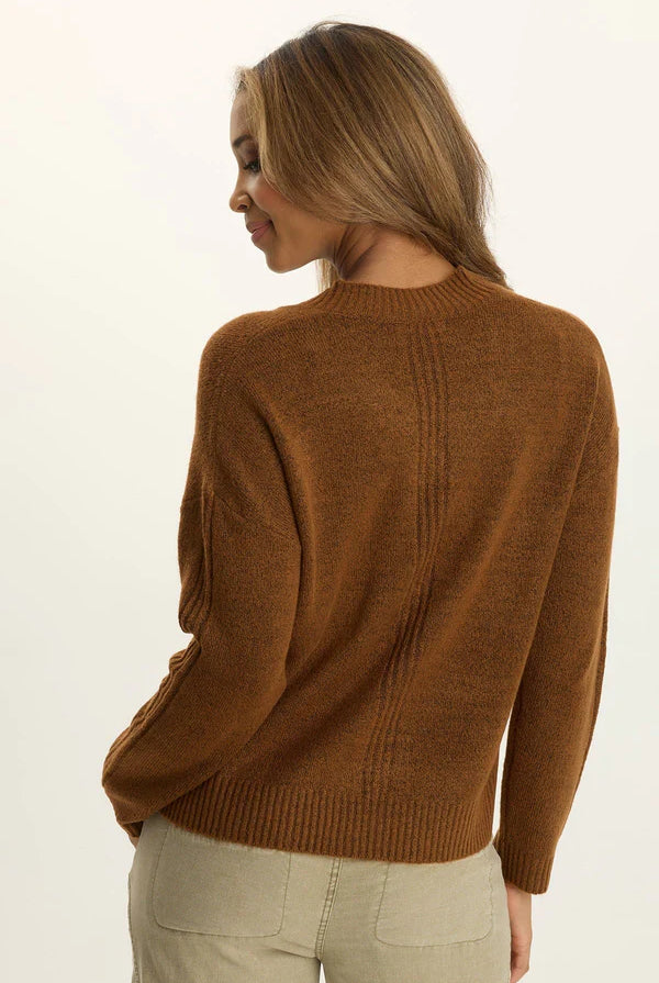 Ambrose Relaxed V-Neck Sweater - Tawny Copper by XCVI — view 3