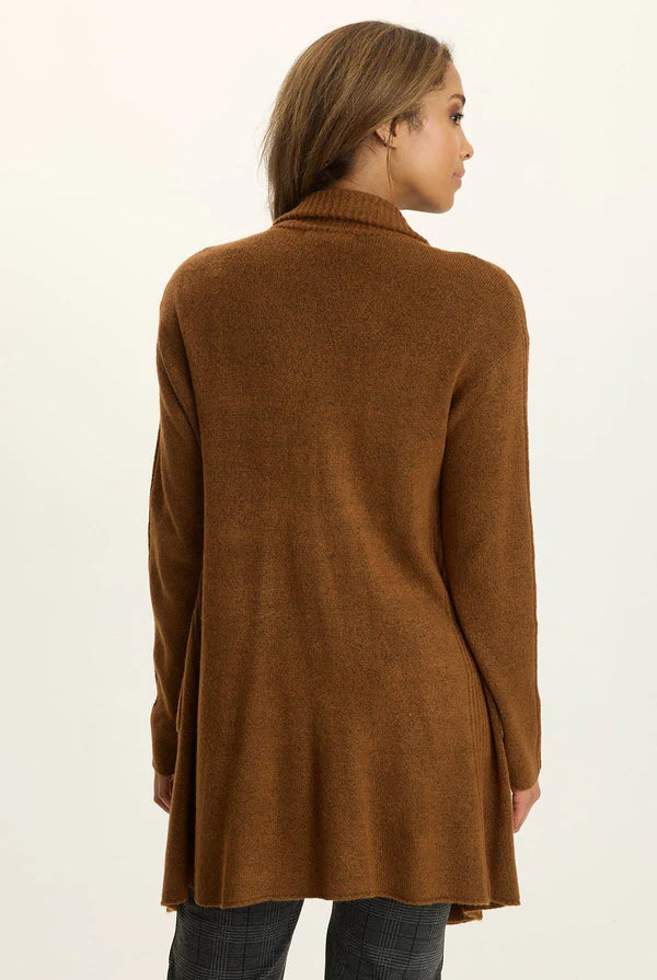 Pierson Longline Knit Cardigan - Tawny Copper by XCVI — view 3