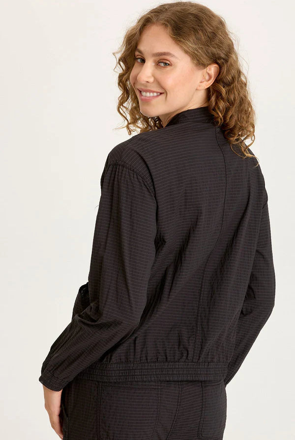 Amis Textured Cinchable Bomber - Black by XCVI — view 3