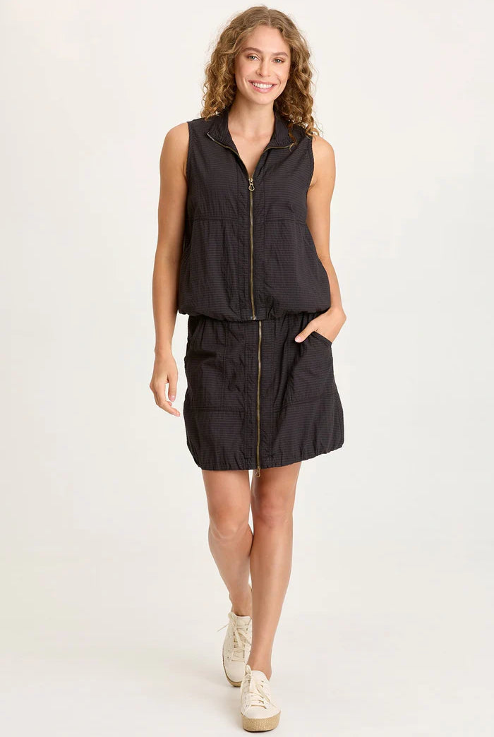 Tallis Textured Zip Front Vest - Black by XCVI — view 4