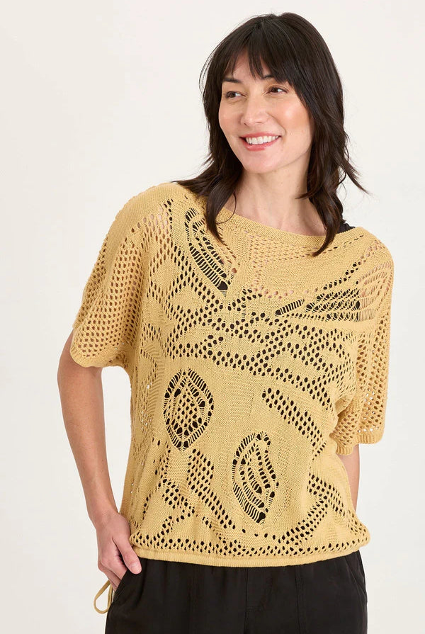 Macon Cotton Knit Short Sleeve Top - Raffia Pigment by XCVI | 25 South Boutiques