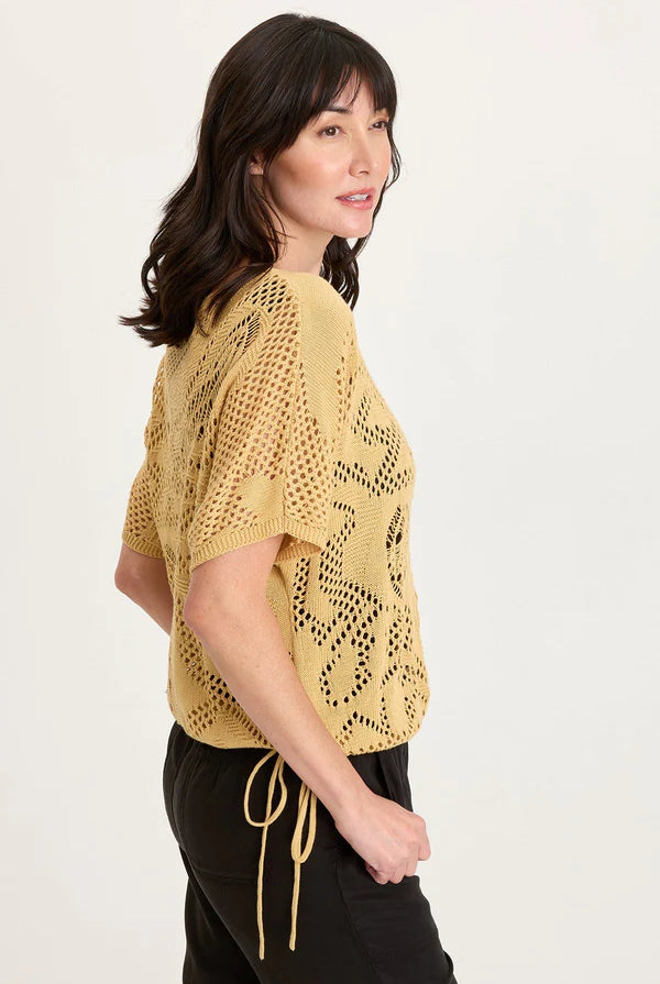 Macon Cotton Knit Short Sleeve Top - Raffia Pigment by XCVI — alternate view