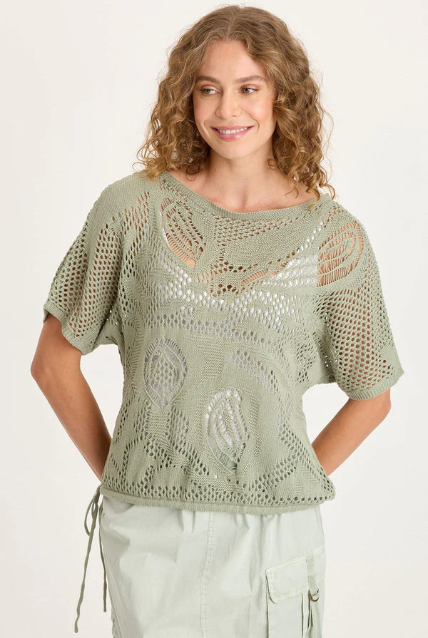 Macon Cotton Knit Short Sleeve Top - Tradewind Pigment by XCVI | 25 South Boutiques