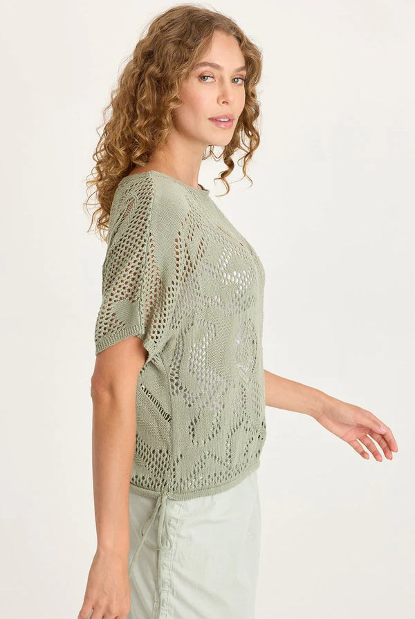 Macon Cotton Knit Short Sleeve Top - Tradewind Pigment by XCVI — alternate view