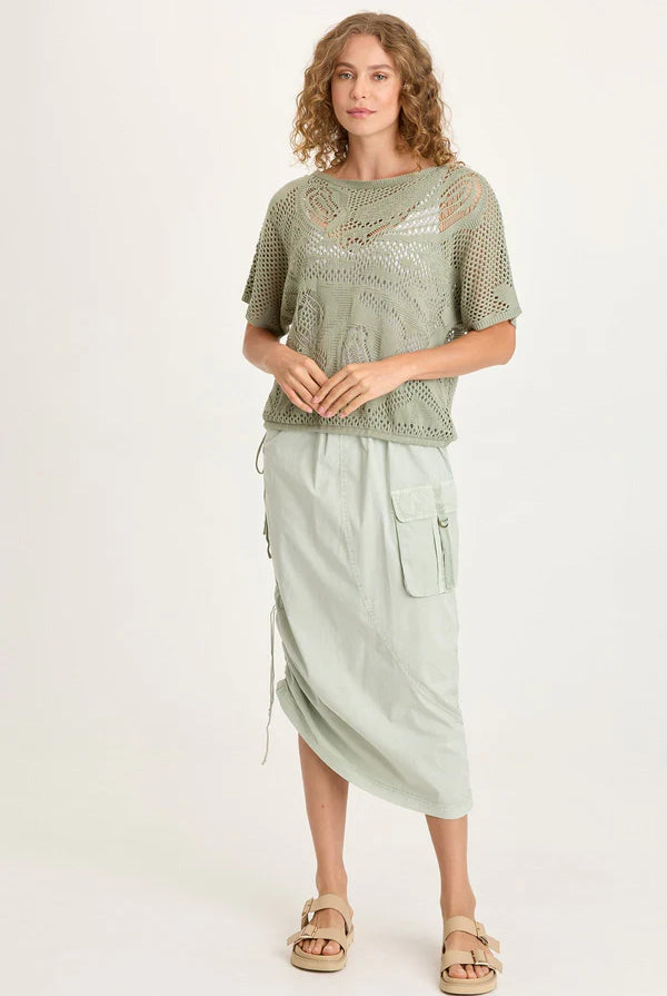 Macon Cotton Knit Short Sleeve Top - Tradewind Pigment by XCVI — view 4