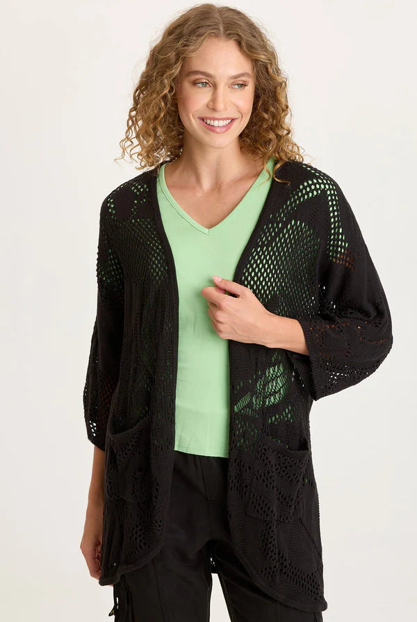 Redford Cotton Knit Cardigan - Black by XCVI | 25 South Boutiques