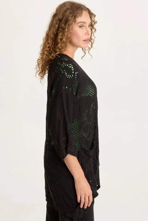 Redford Cotton Knit Cardigan - Black by XCVI — alternate view