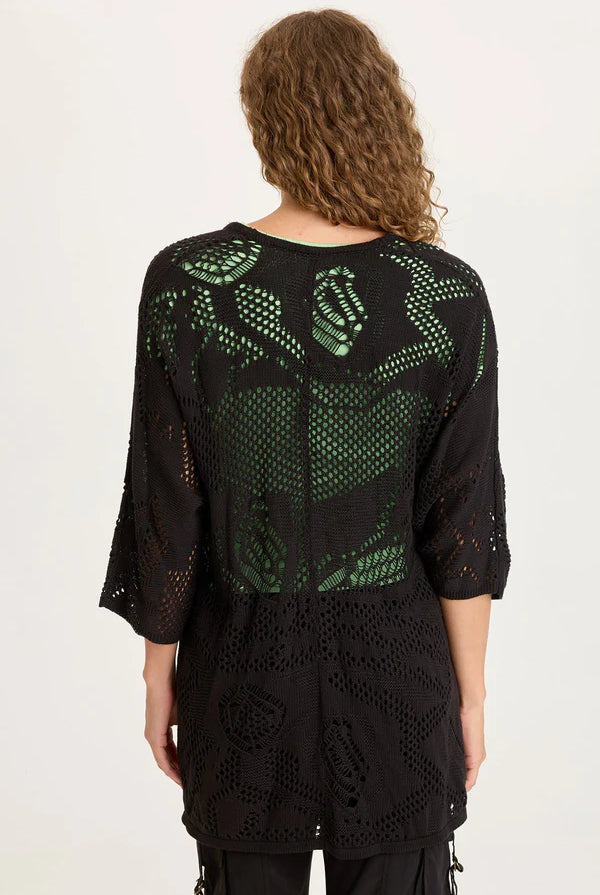 Redford Cotton Knit Cardigan - Black by XCVI — view 3
