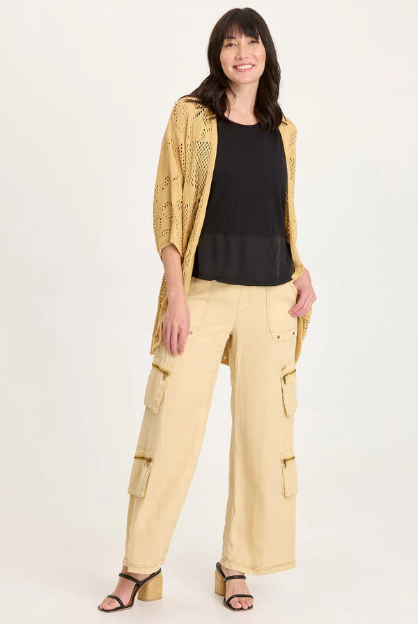 Redford Cotton Knit Cardigan - Raffia Pigment by XCVI — view 3