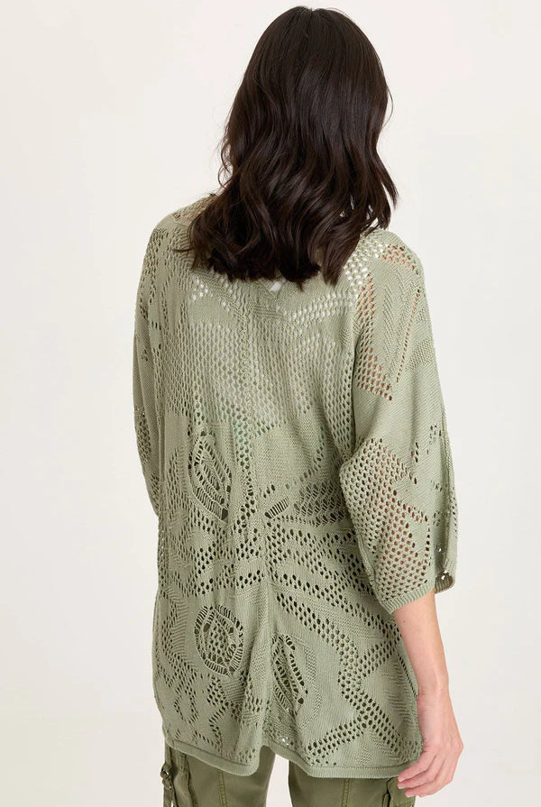 Redford Cotton Knit Cardigan - Tradewind Pigment by XCVI — view 3