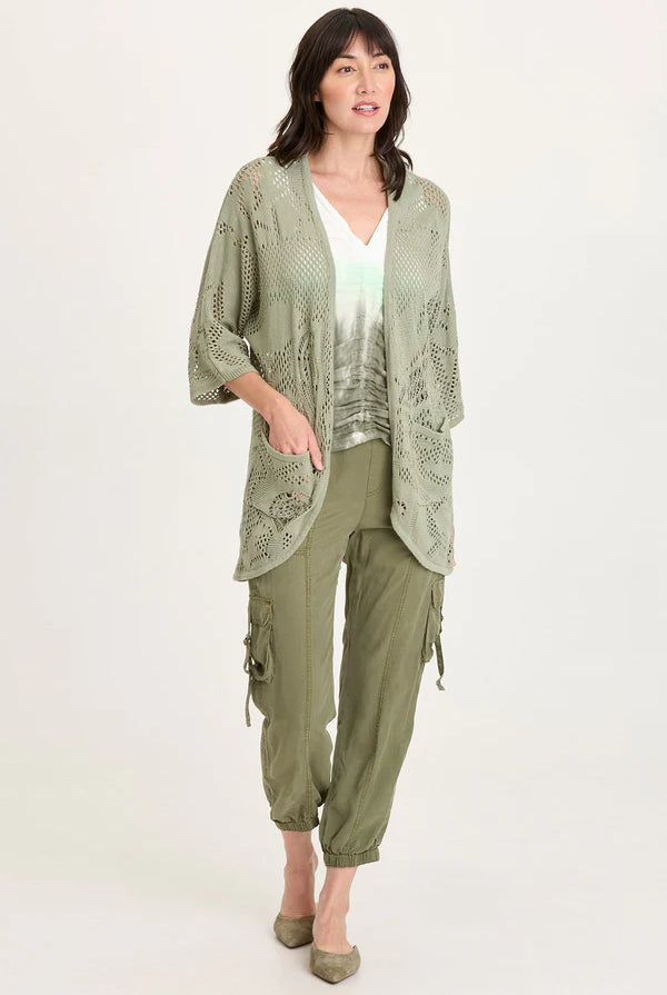 Redford Cotton Knit Cardigan - Tradewind Pigment by XCVI — view 4