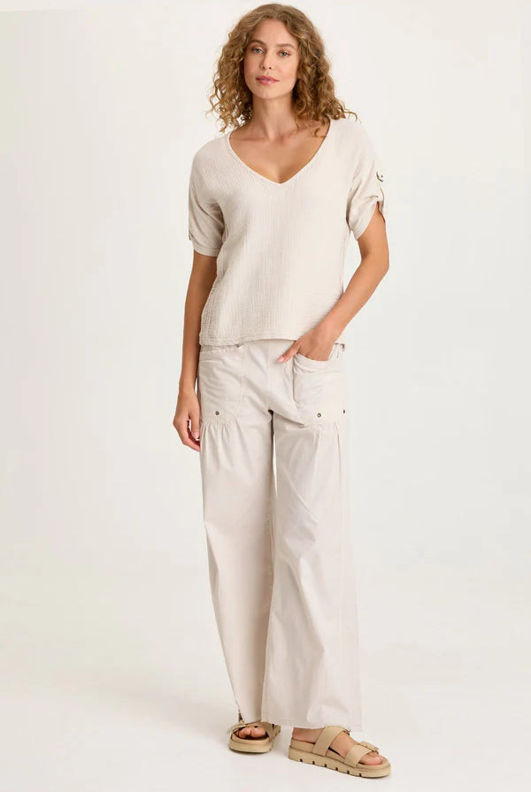 Brently Poplin Wide Leg Pant - Sonic Silver by XCVI | 25 South Boutiques