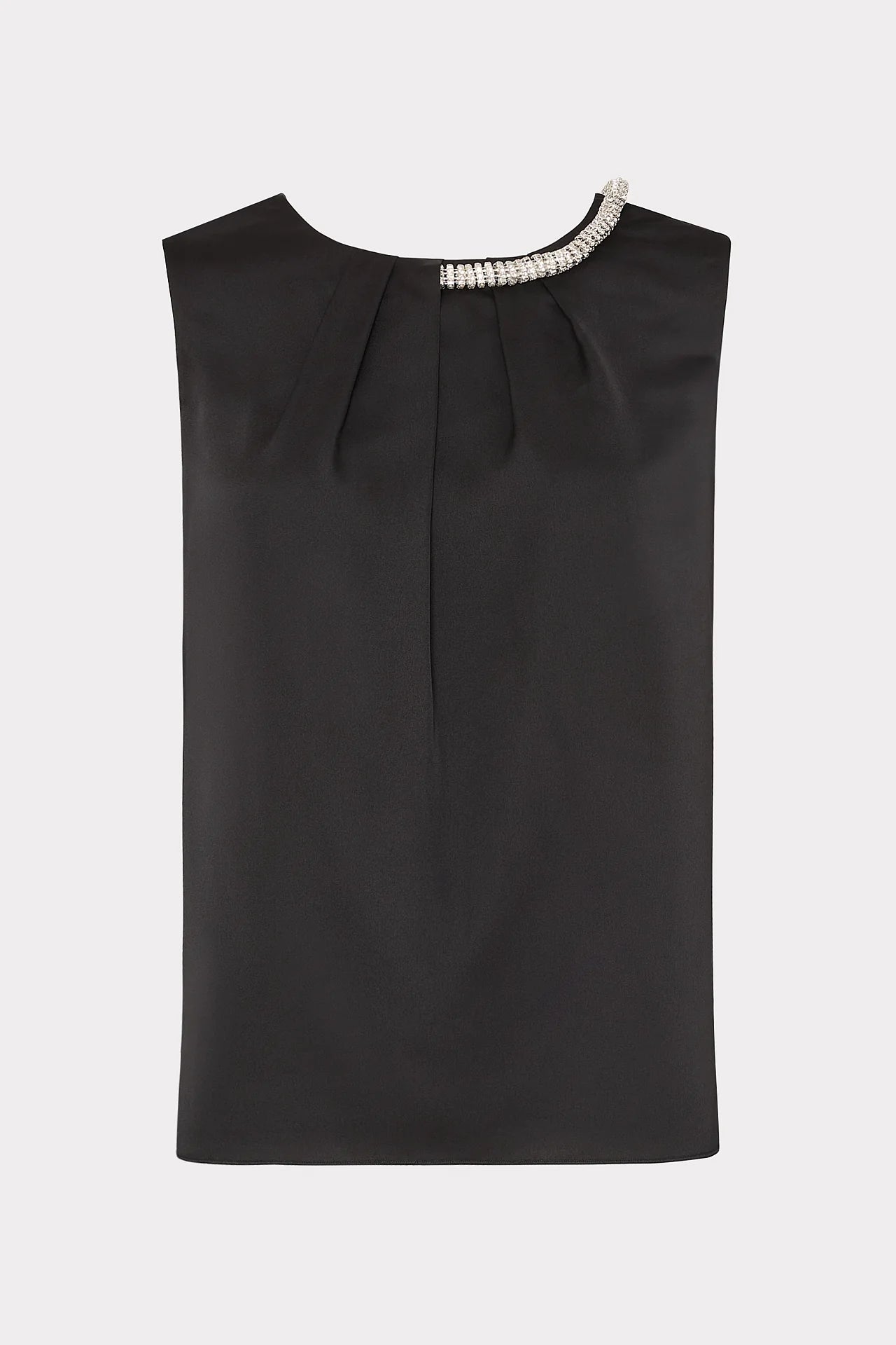 Lily Satin Crystal Embellished Top - Black by Milly — view 4