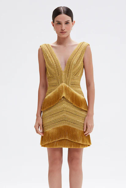 Pampas Fringe Mini Dress - Gold by PatBo | 25 South Boutiques