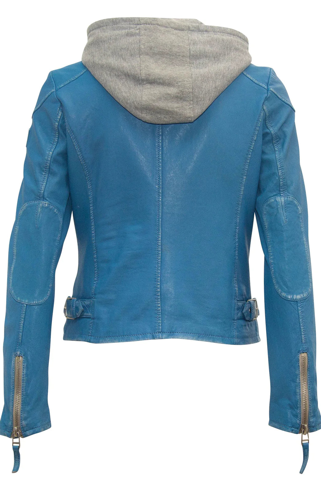 Finja Hooded Leather Jacket - Blue Lagoon by Mauritius — view 4