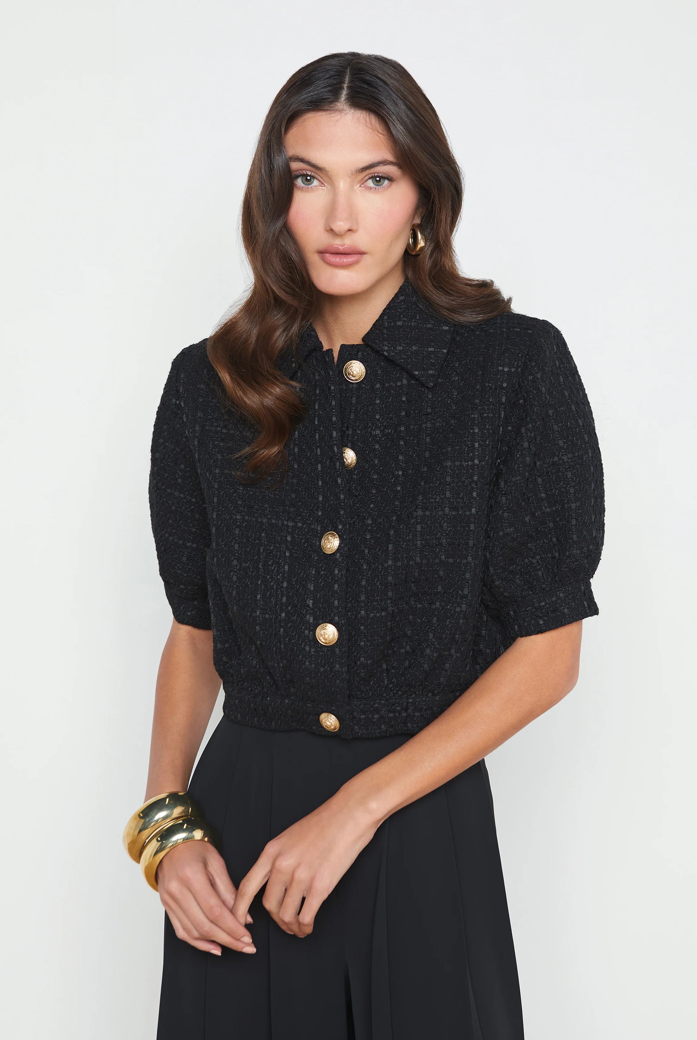 Cove Cropped Tweed Jacket - Black by L'agence | 25 South Boutiques