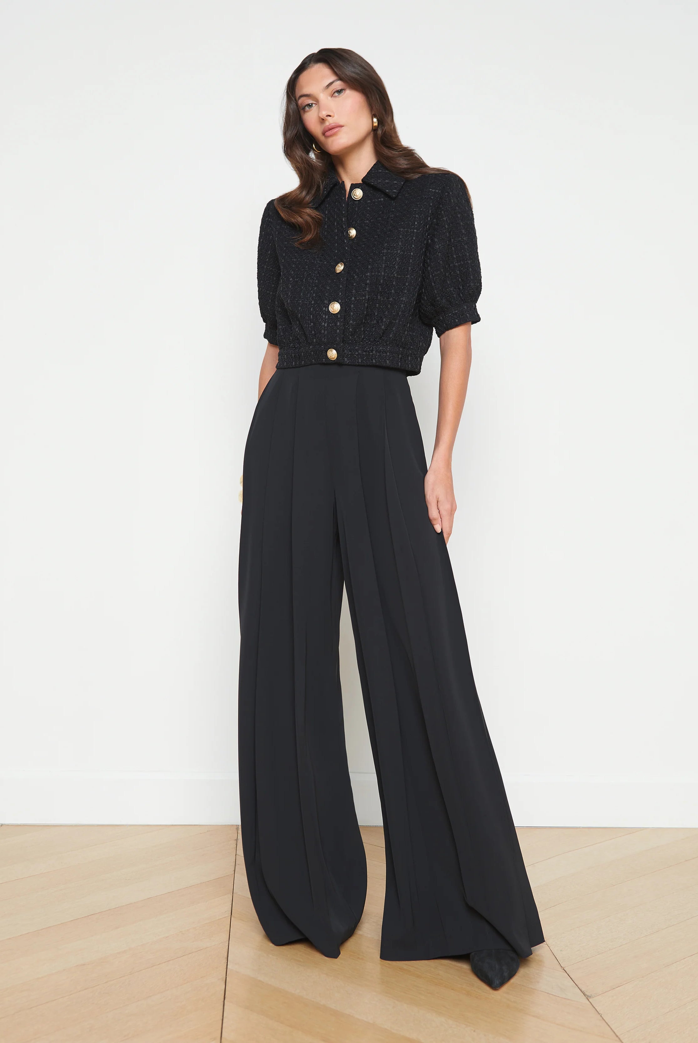 Cove Cropped Tweed Jacket - Black by L'agence — alternate view