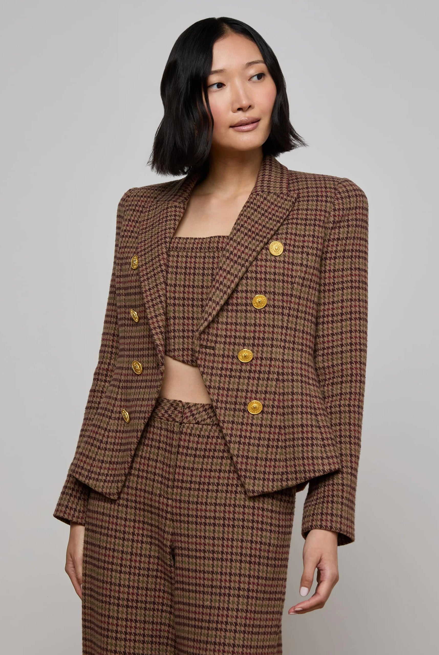 Bethany Houndstooth Blazer - Dark Brown Houndstooth by L'agence | 25 South Boutiques