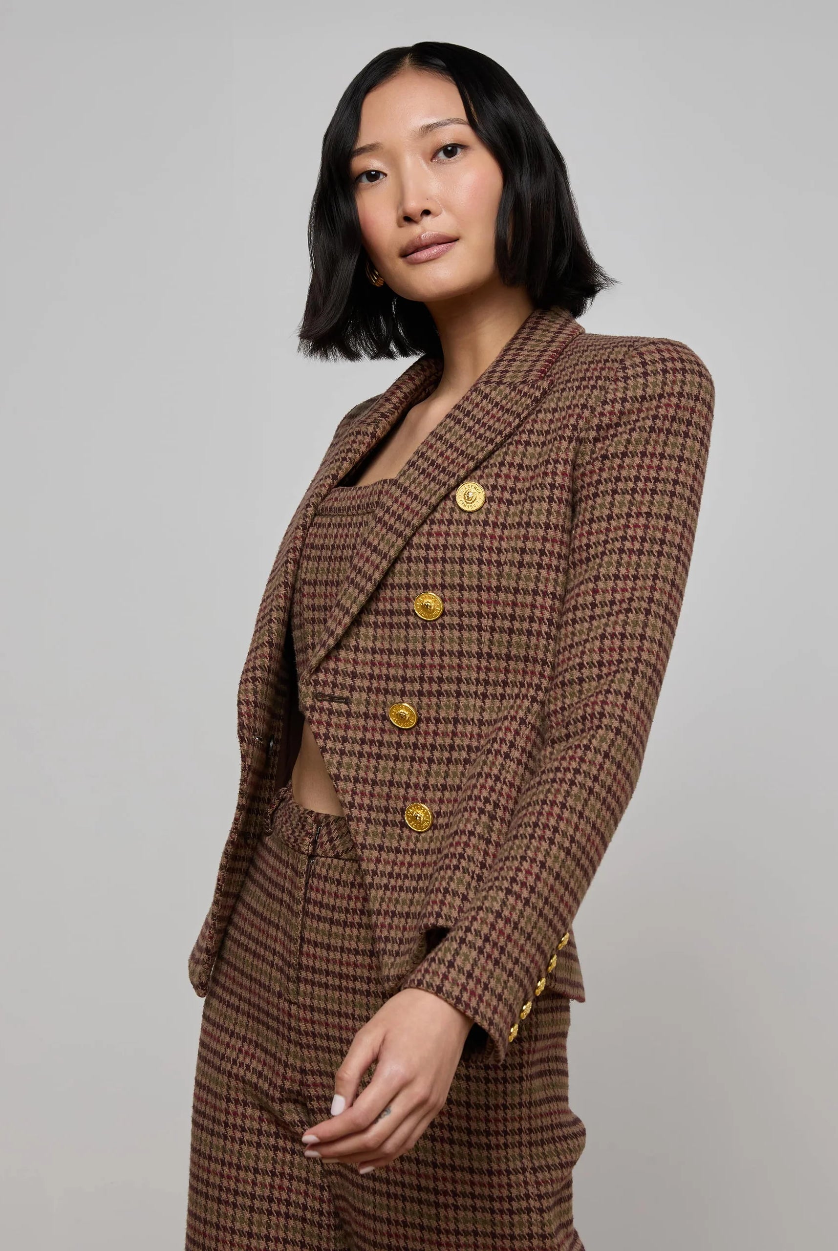Bethany Houndstooth Blazer - Dark Brown Houndstooth by L'agence — alternate view