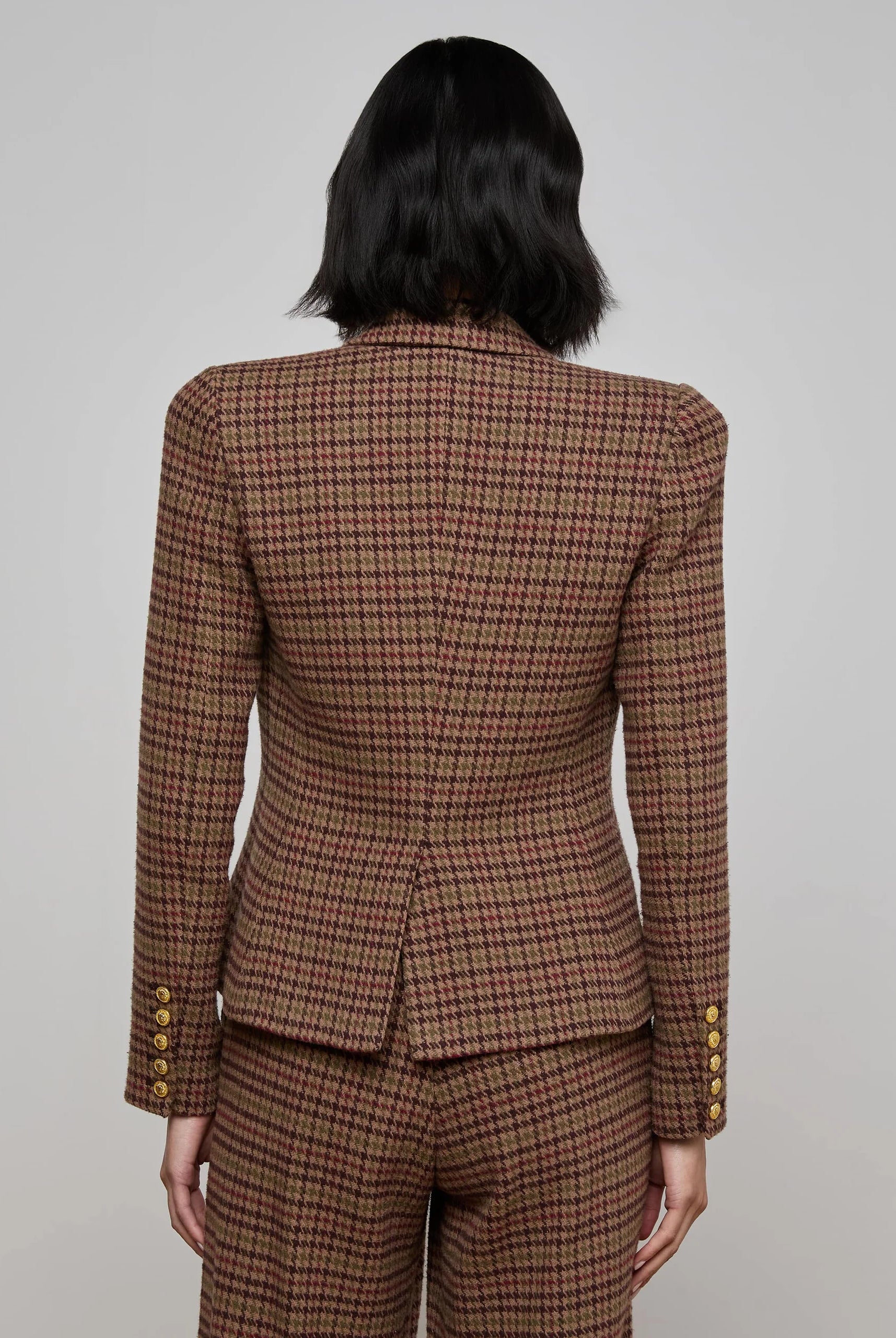 Bethany Houndstooth Blazer - Dark Brown Houndstooth by L'agence — view 4
