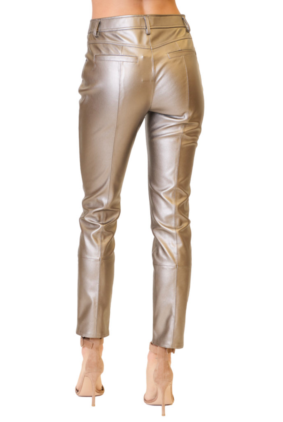 Rue Faux Leather Pants - Silver by Milly — view 3