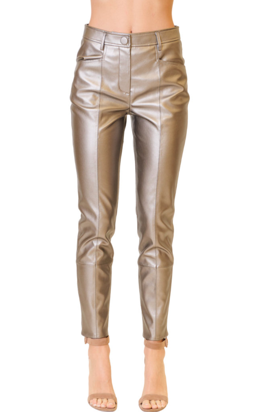 Rue Faux Leather Pants - Silver by Milly — alternate view