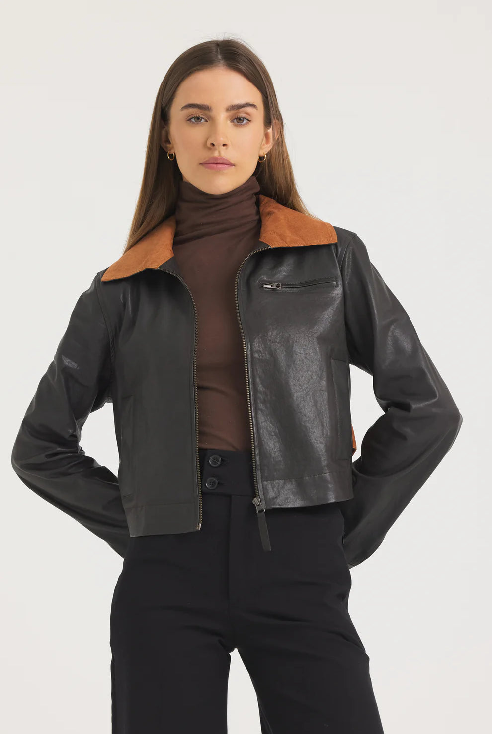 Moira Wrinkled Leather Jacket - Chocolate by Jakett | 25 South Boutiques