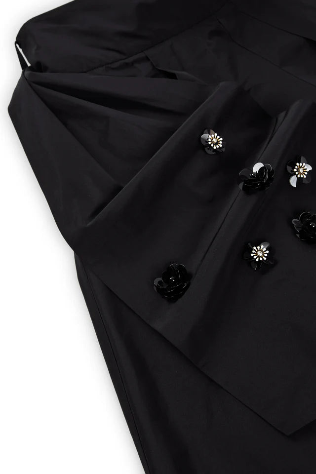 Dramatic Waist Bow Sequins Wide-Leg Culottes - Black by Psophia — view 5