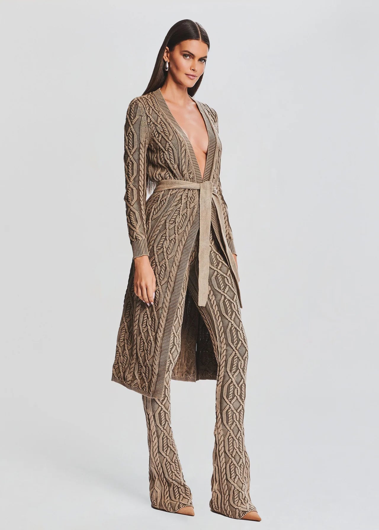Adaline Cable Knit Cardigan - Tan by SER.O.YA — view 3