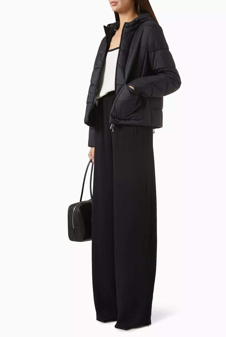 Saffico Zip Reversible Hooded Coat - Black by Marella — view 3