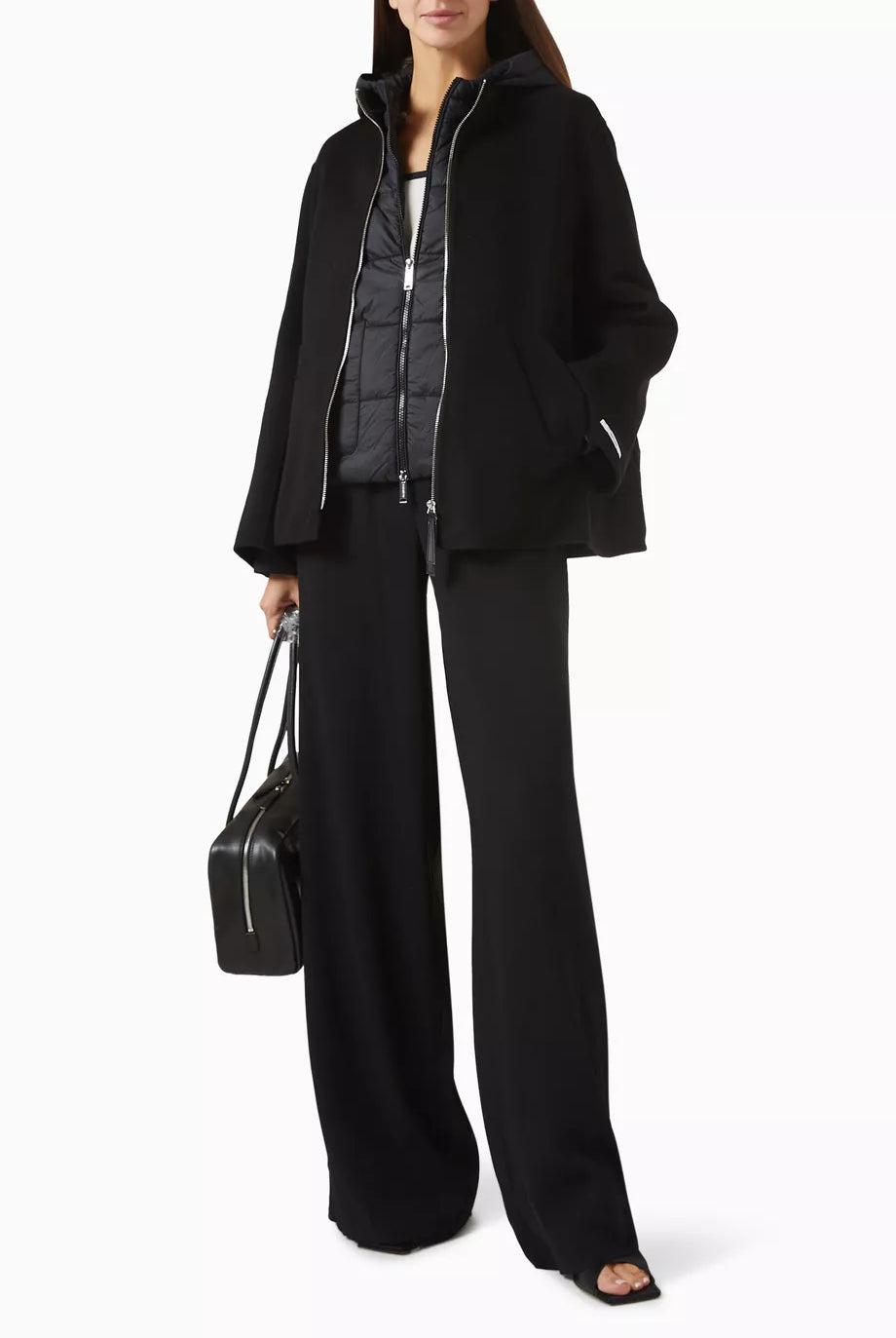 Saffico Zip Reversible Hooded Coat - Black by Marella — view 6