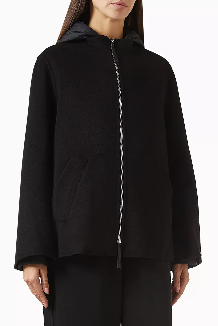 Saffico Zip Reversible Hooded Coat - Black by Marella — alternate view