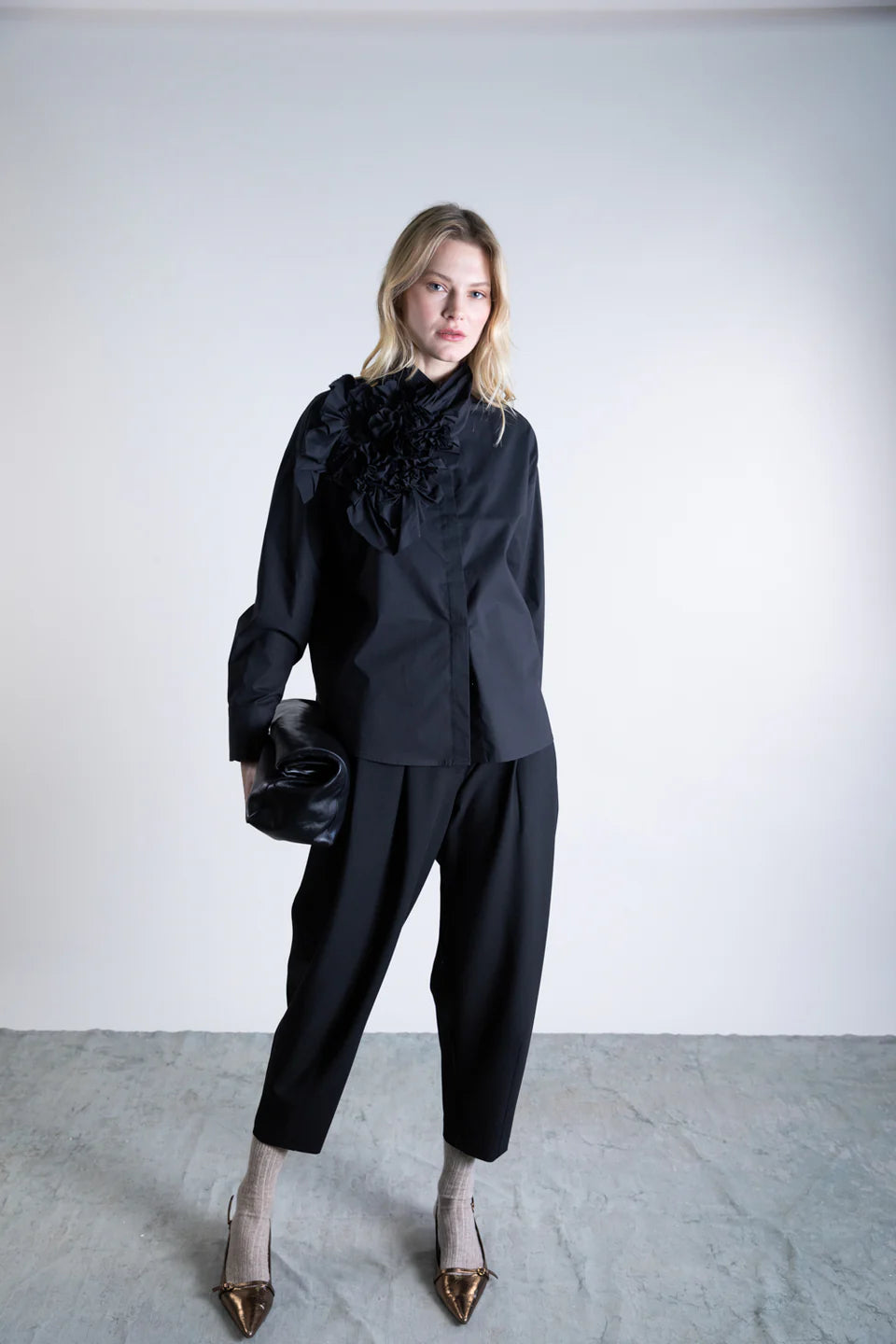 Lateral Bloom Shirt - Black by Psophia — view 4