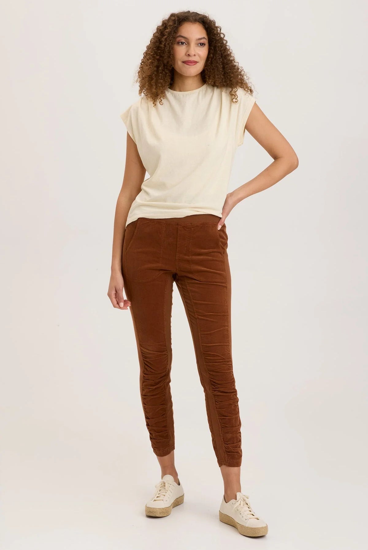 Cord Penny Legging - Russet Pigment by XCVI — view 4