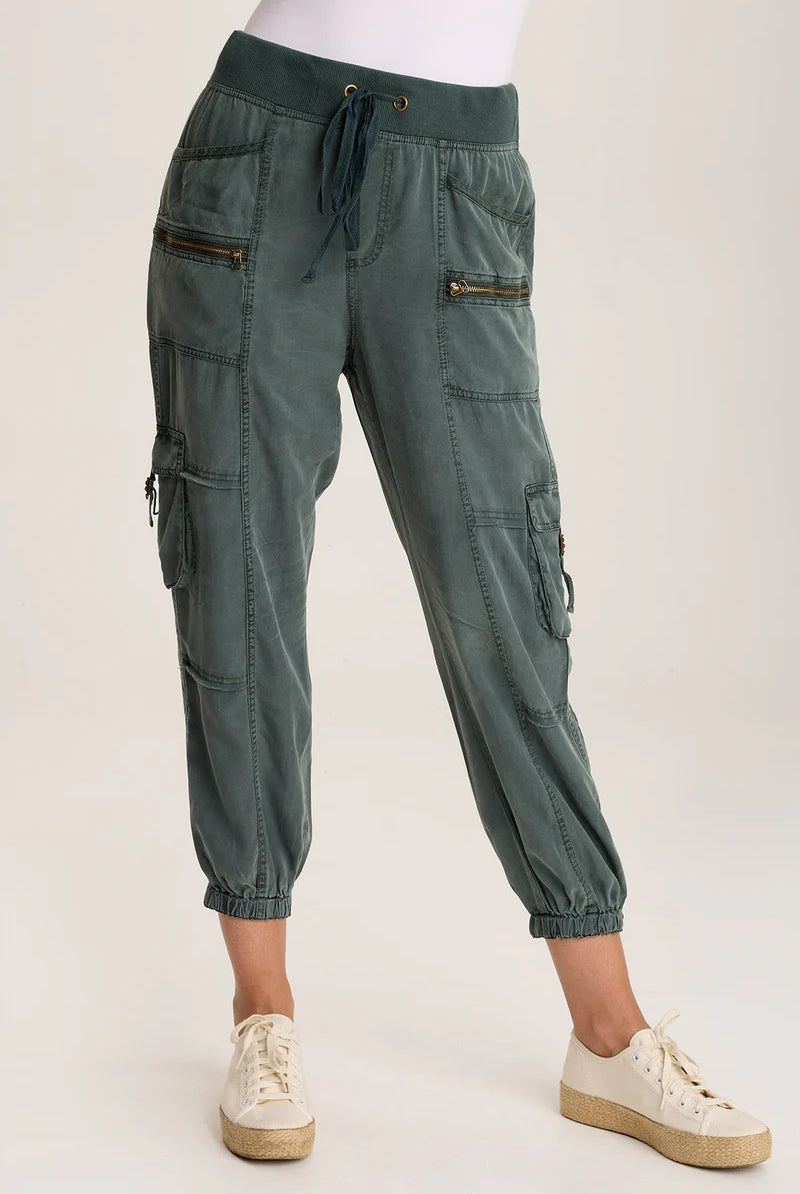 Hansa Twill Cargo Jogger Pant - Silken Pine Pigment by XCVI | 25 South Boutiques