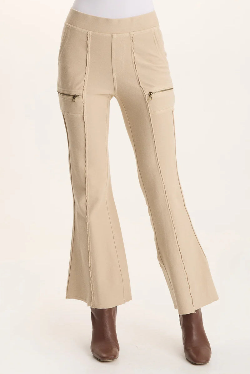Ninian Twill Knit Zipper Pocket Flared Pant - Park Avenue by XCVI | 25 South Boutiques