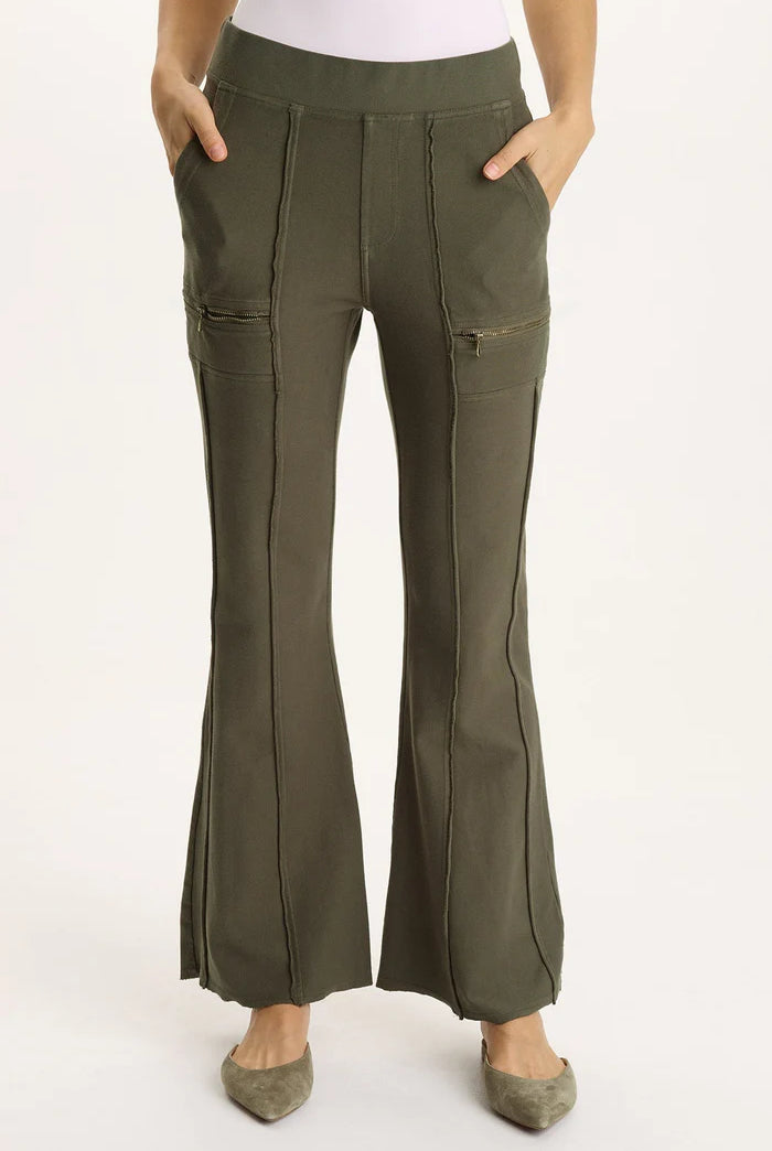 Ninian Twill Knit Zipper Pocket Flared Pant - Rejuvenation by XCVI | 25 South Boutiques