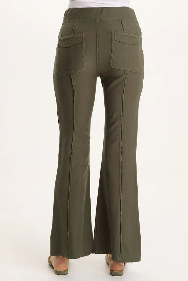 Ninian Twill Knit Zipper Pocket Flared Pant - Rejuvenation by XCVI — view 3