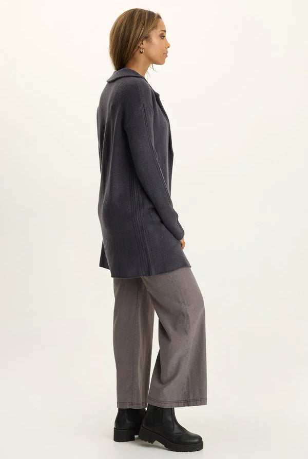 Pierson Longline Knit Cardigan - Quixotic Plum by XCVI — view 4