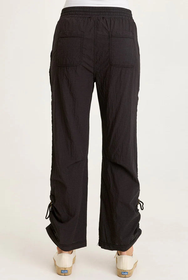 Trotter Textured Side Cinch Pant - Black by XCVI — view 3