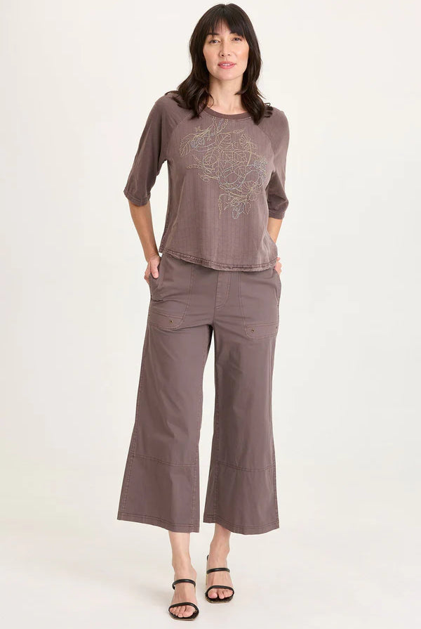 Artus Poplin Smocked Waist Crop - Virtuoso Pigment by XCVI | 25 South Boutiques