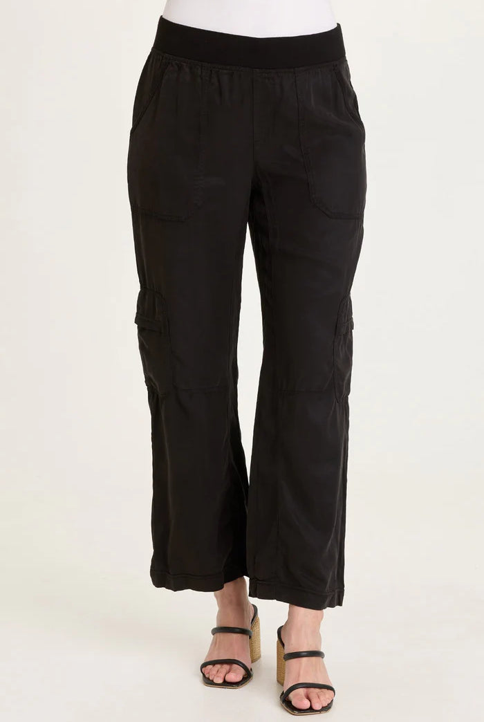Taran Twill Sleek Cargo Pant - Black by XCVI | 25 South Boutiques