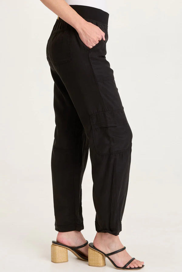 Taran Twill Sleek Cargo Pant - Black by XCVI — alternate view