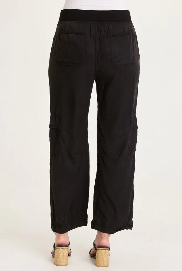 Taran Twill Sleek Cargo Pant - Black by XCVI — view 3
