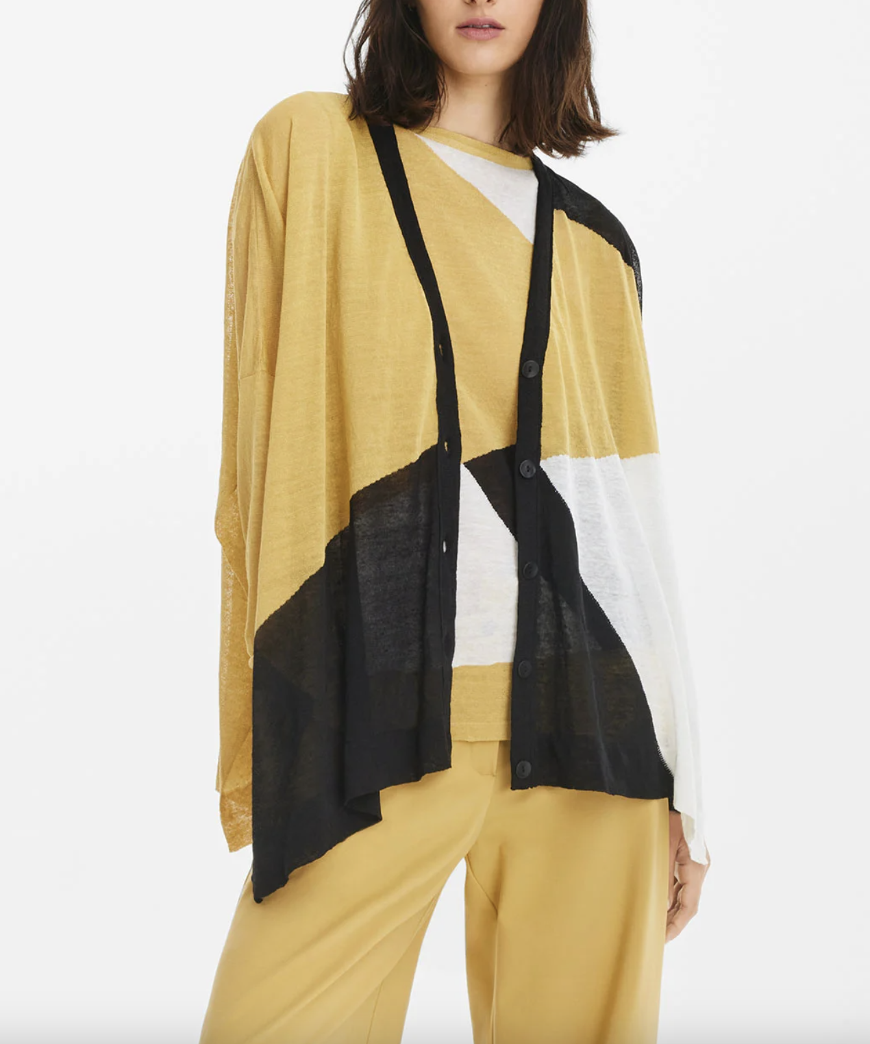 Patchwork Cardigan - Mustard by Sarah Pacini | 25 South Boutiques