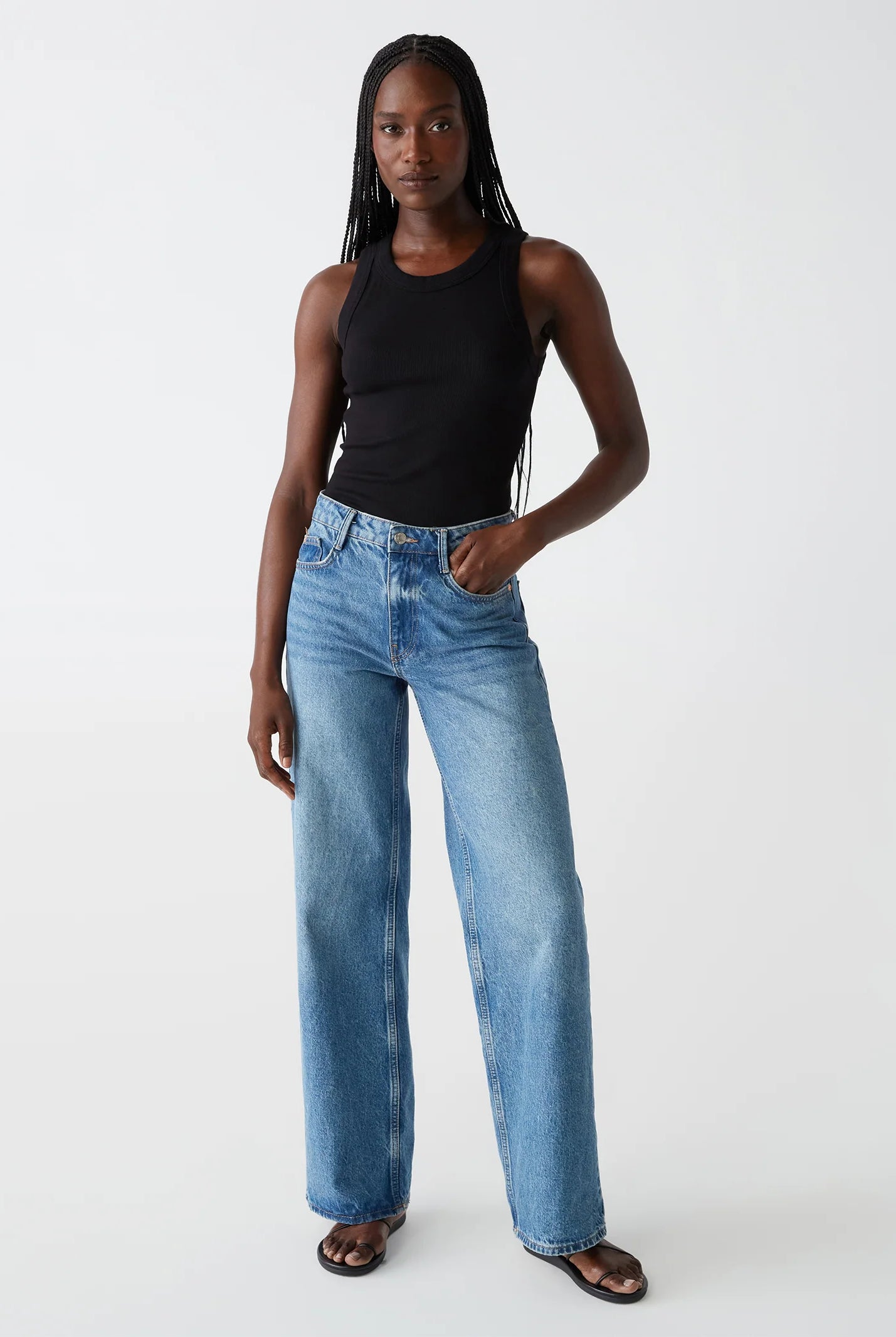 Gina Ribbed Crop Tank - Black by Michael Stars — view 4