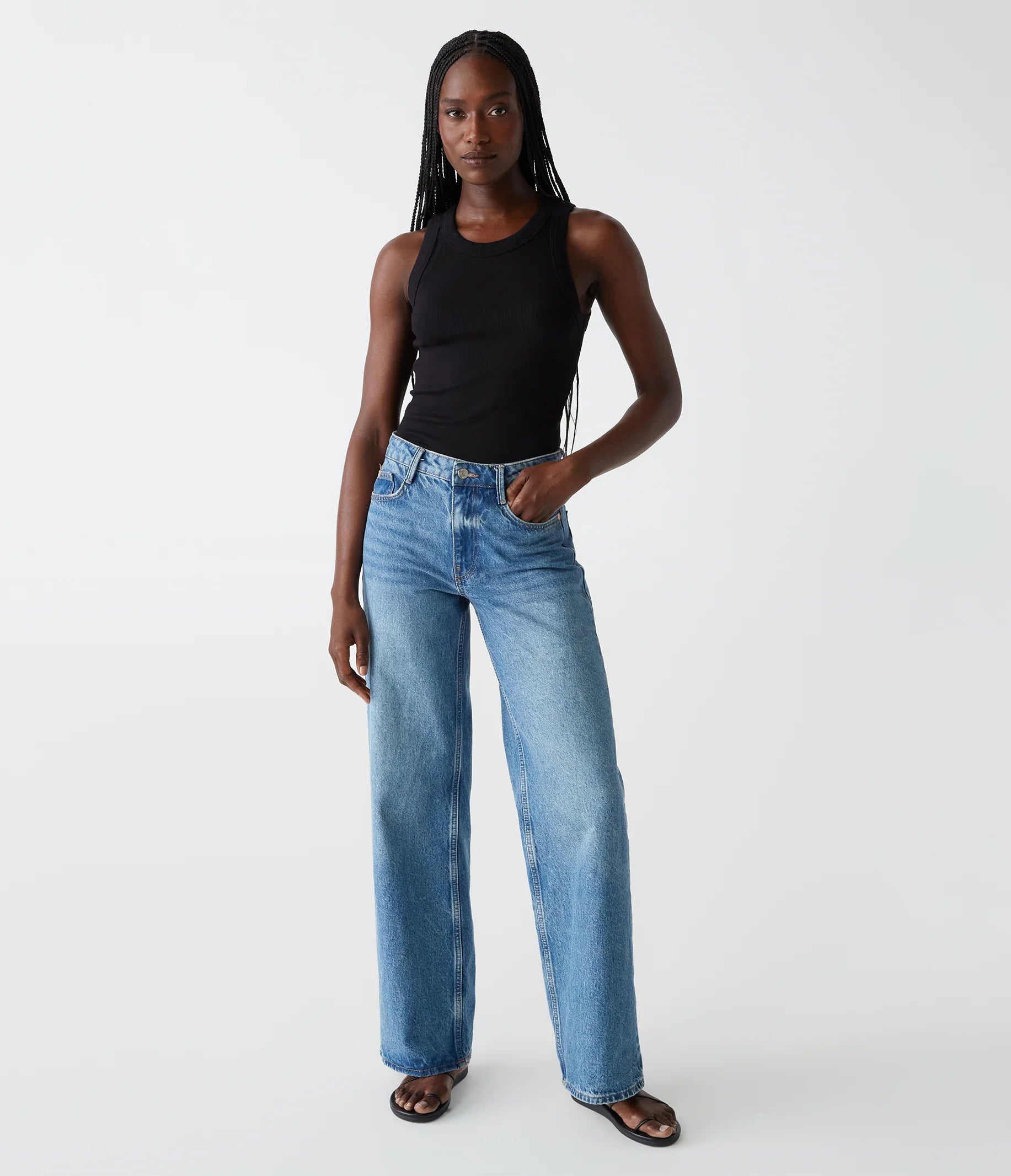 Gina Ribbed Crop Tank - Black by Michael Stars — view 4