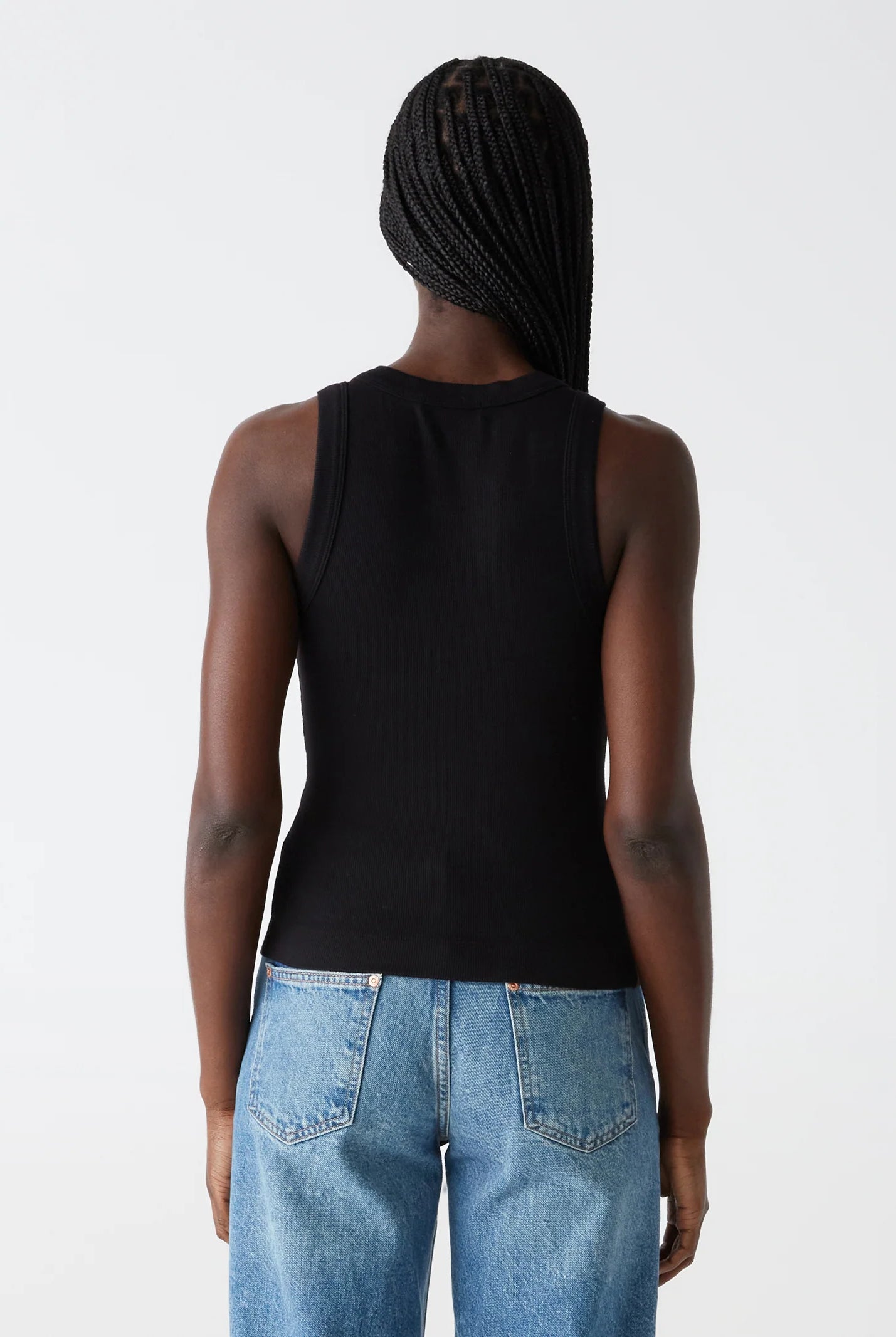 Gina Ribbed Crop Tank - Black by Michael Stars — view 3